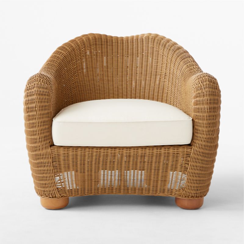 Bacio Light Brown All-Weather Rattan Outdoor Lounge Chair with White Sunbrella® Cushions - image 4 of 9