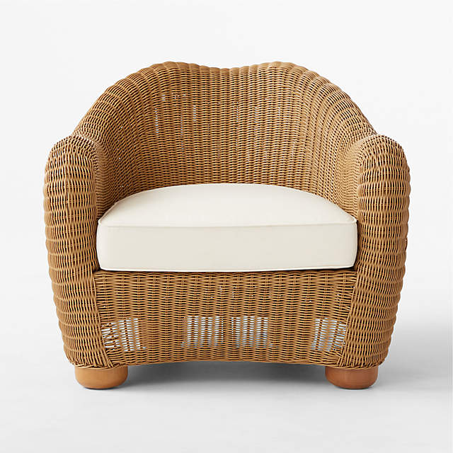 Angeles Home Cushioned Wicker Rattan Outdoor Daybed Thick Pillows Lounge Chair with White Cushion