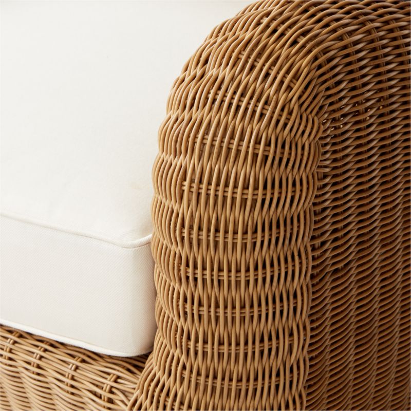 Bacio 86" Light Brown All-Weather Rattan Outdoor Sofa With White Sunbrella® Cushions - image 8 of 9