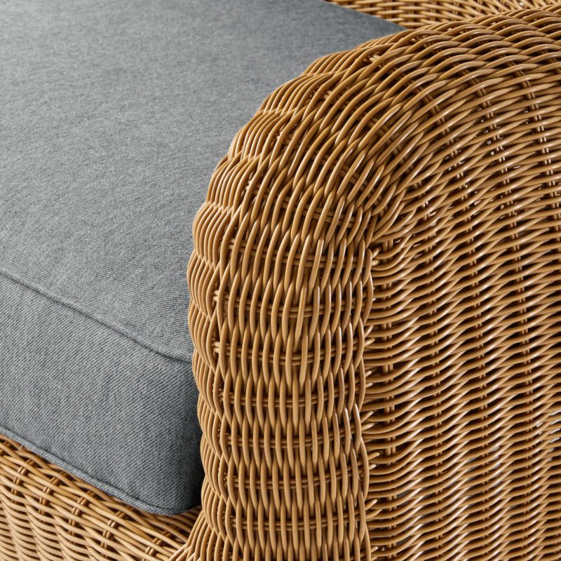 Bacio Light Brown All-Weather Rattan Outdoor Sofa with Grey Sunbrella® Cushions - image 5 of 6