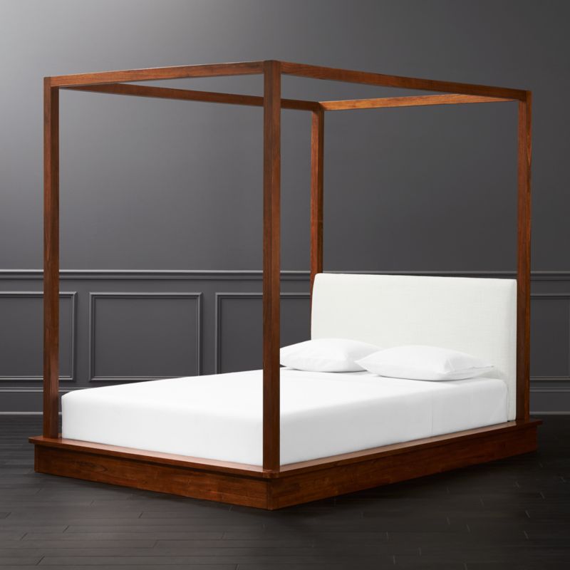 Bali Wood Canopy Bed Queen + Reviews | CB2