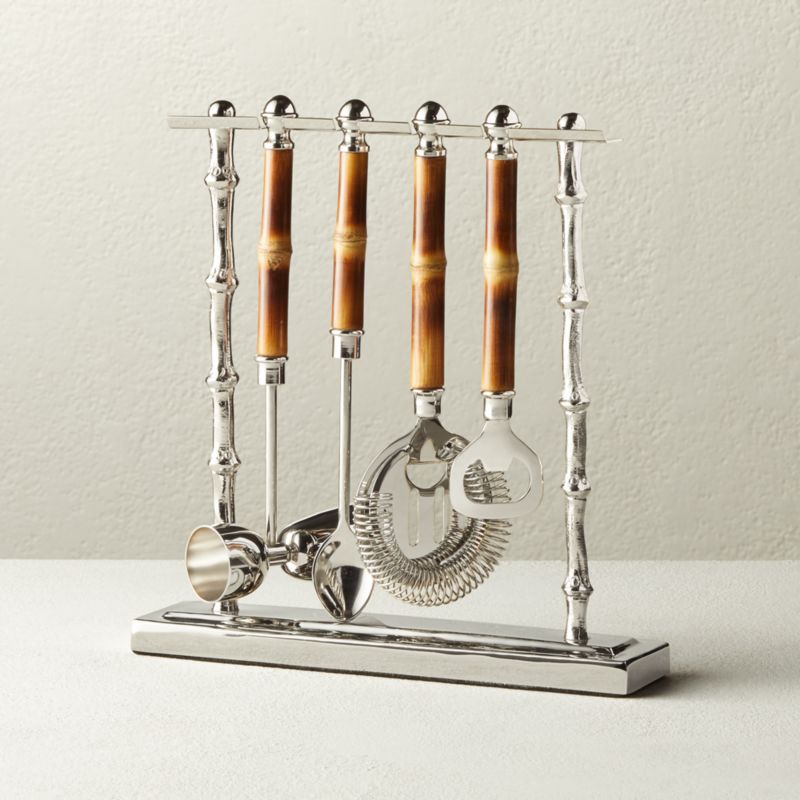 View 4-Piece Bamboo Bar Tool Set with Stand details