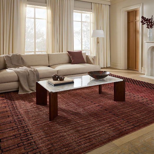 Bamini Hand-Knotted Terracotta Red Wool/Cotton Area Rug 8'x10'