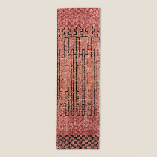 Bamini Hand-Knotted Terracotta Red Wool/Cotton Runner Rug 2.5'x8'