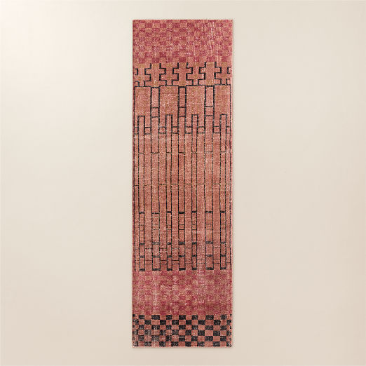 Bamini Hand-Knotted Terracotta Red Wool/Cotton Runner Rug 2.5'x8'