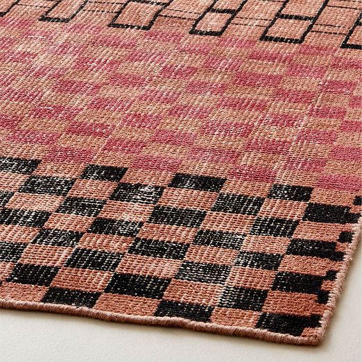 Bamini Hand-Knotted Terracotta Red Wool/Cotton Area Rug 5'x8'
