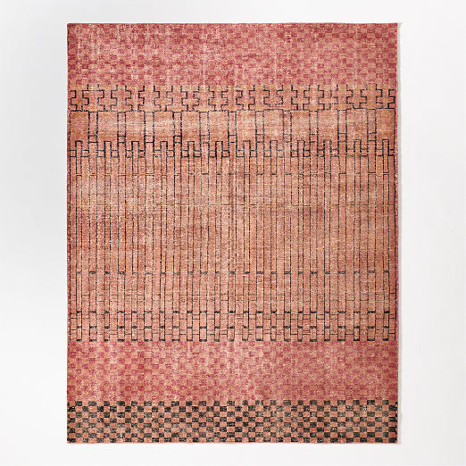 Bamini Hand-Knotted Terracotta Red Wool/Cotton Area Rug 5'x8'