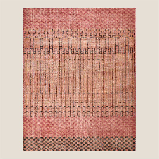 Bamini Hand-Knotted Terracotta Red Wool/Cotton Area Rug 6'x9'