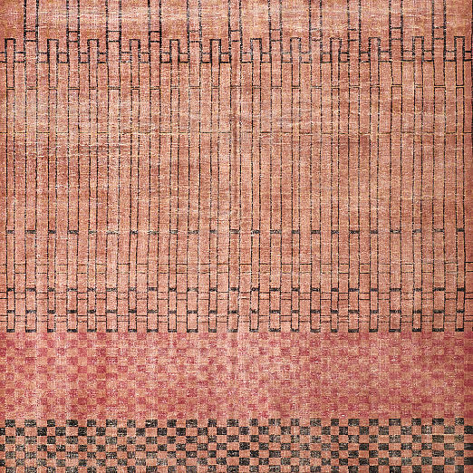 Bamini Hand-Knotted Terracotta Red Wool/Cotton Rug Swatch 12"x12"