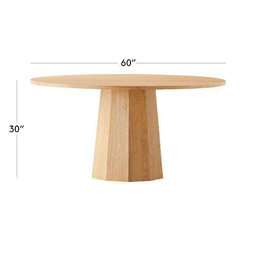 Bancroft 60" Round Oak Pedestal Dining Table