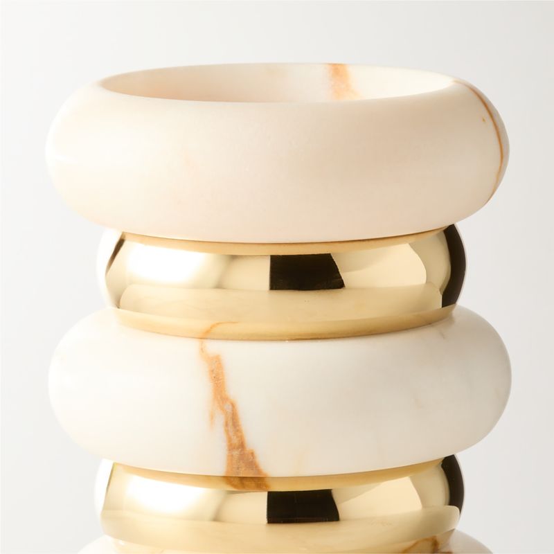 Band Golden Calacatta Marble And Unlacquered Brass Pillar Candle Holder Small - image 3 of 5