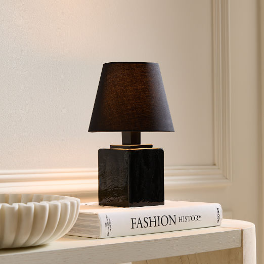 Bandit Black Cast Glass Table Lamp 11"
