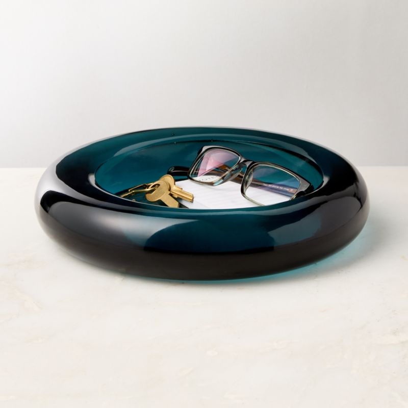 Bangle Teal Glass Decorative Bowl - image 1 of 5