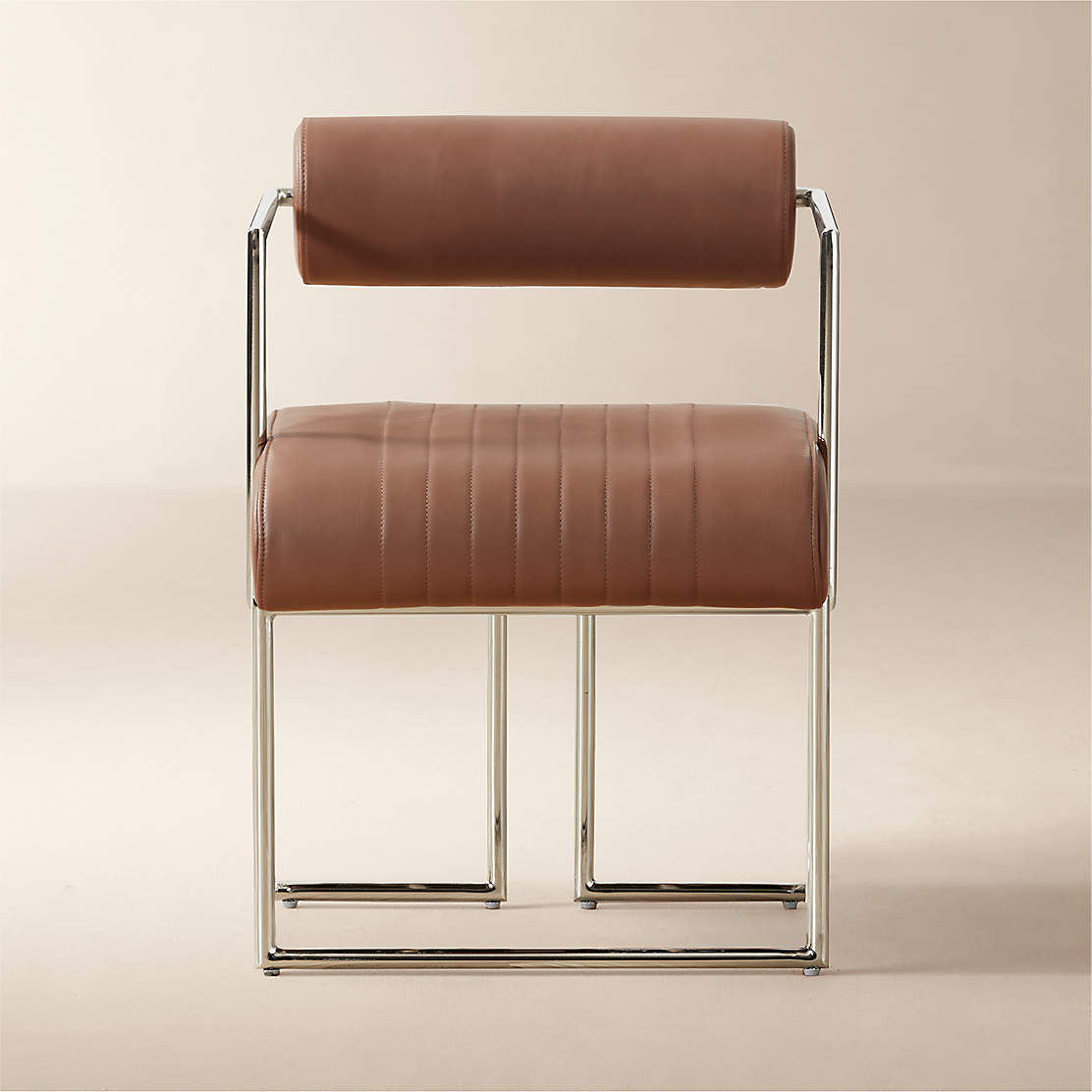 Rake Modern Brown Leather Dining Chair + Reviews CB2