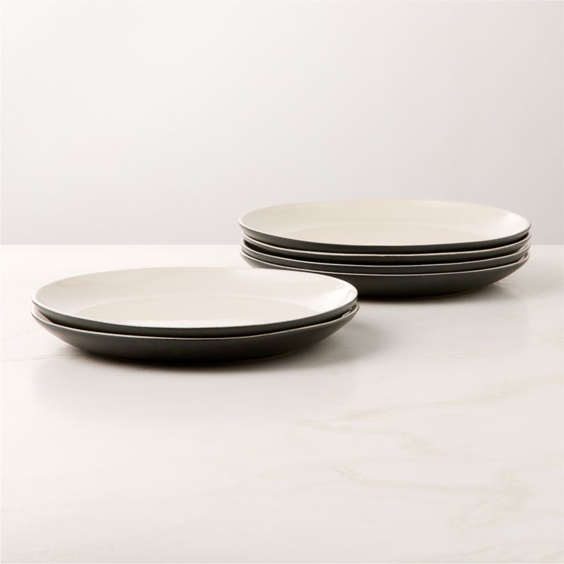 View Barchan Black and Warm White Stoneware Dinner Plates Set of 6 by Kravitz Design details