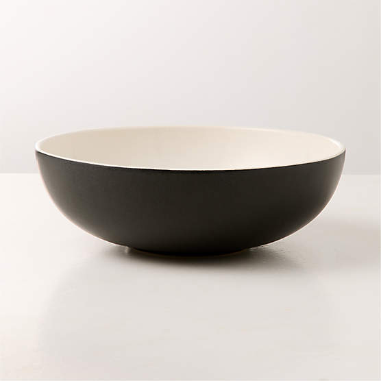 Barchan Black and Warm White Stoneware Pasta Bowl by Kravitz Design