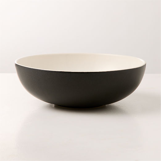 Barchan Black and Warm White Stoneware Pasta Bowl by Kravitz Design