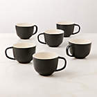 Barchan Black and Warm White Stoneware Mugs Set of 6 by Kravitz Design