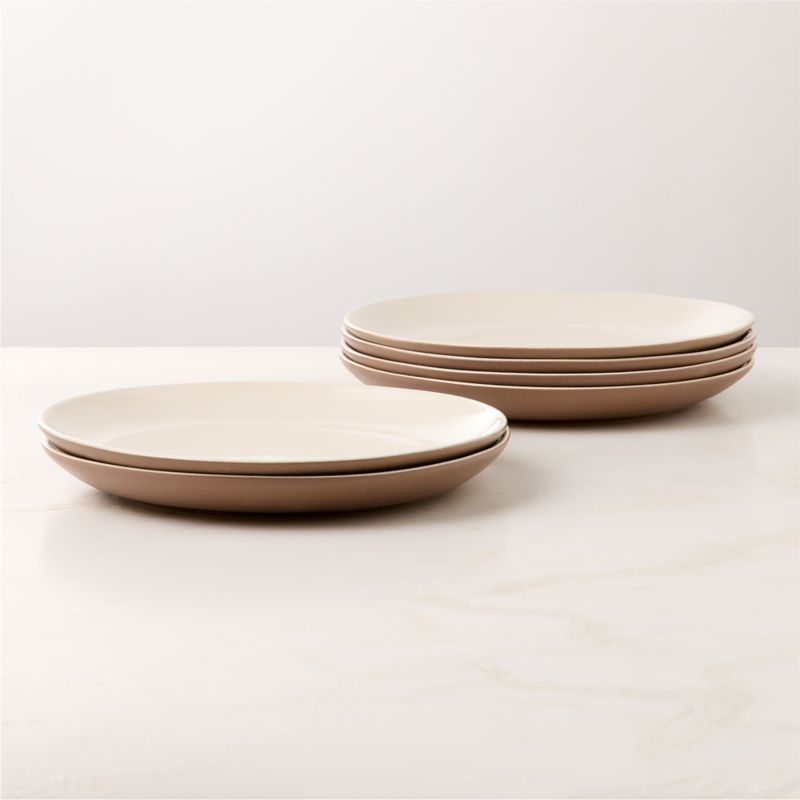 View Barchan Brown and Warm White Stoneware Dinner Plates Set of 6 by Kravitz Design details