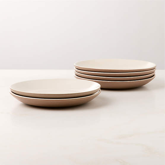 Barchan Brown and Warm White Stoneware Salad Plates Set of 6 by Kravitz Design
