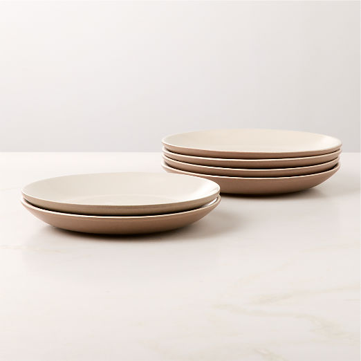 Barchan Brown and Warm White Stoneware Salad Plates Set of 6 by Kravitz Design