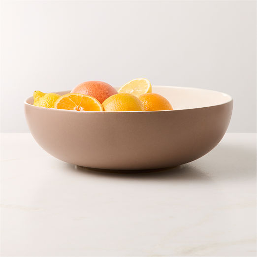 Barchan Brown and Warm White Stoneware Serving Bowl by Kravitz Design
