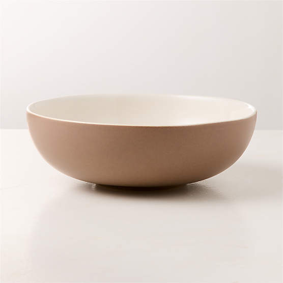 Barchan Brown and Warm White Stoneware Pasta Bowl by Kravitz Design