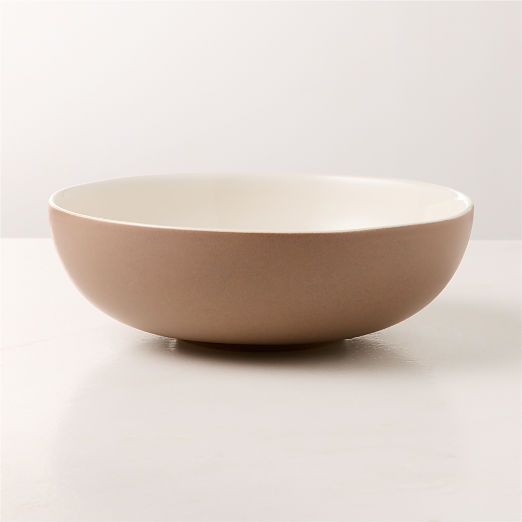 Barchan Brown and Warm White Stoneware Pasta Bowl by Kravitz Design