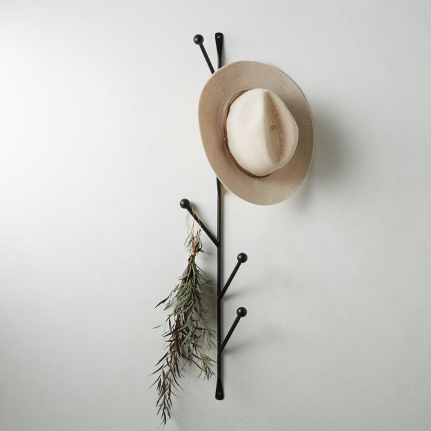 Barker Matte Black Vertical Wall Mounted Coat Rack - Image 2 of 4