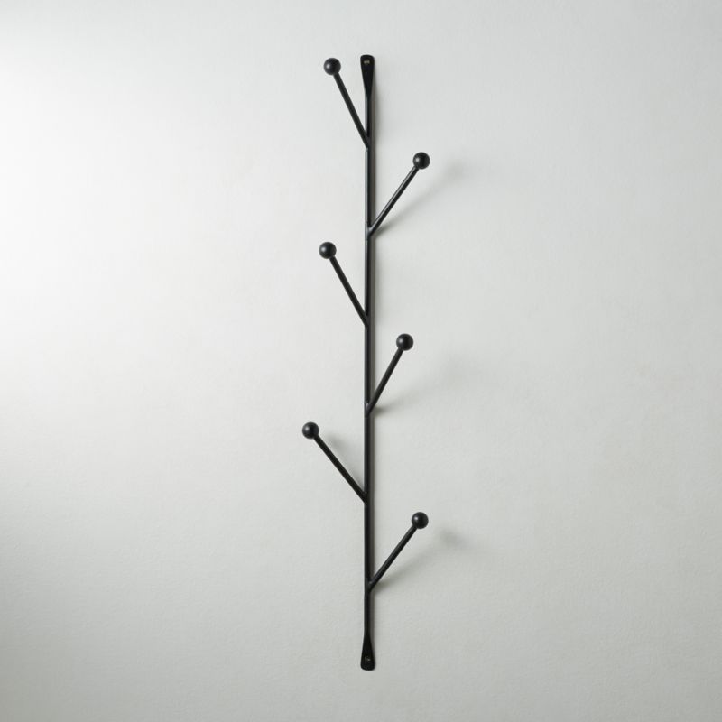 View Barker Matte Black Vertical Wall Mounted Coat Rack details