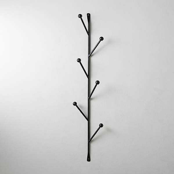 Wall mounted branch finished in flat black Coat rack