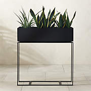 Baros Black Metal Outdoor Raised Planter Narrow + Reviews | CB2