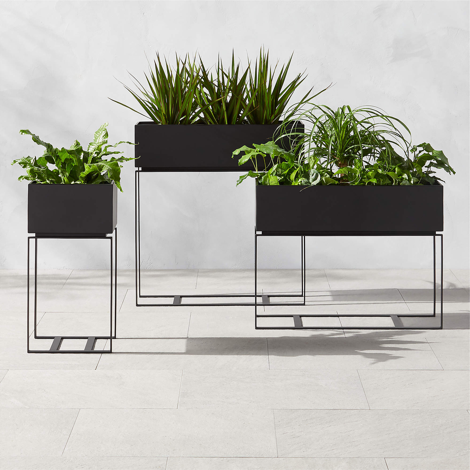 Baros Black Metal Outdoor Raised Planter Tall | CB2