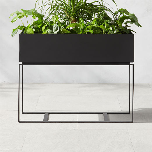 Baros Rectangular Black Metal Indoor/Outdoor XL Planter 22"