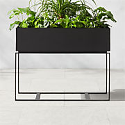 Baros Black Metal Outdoor Raised Planter Low