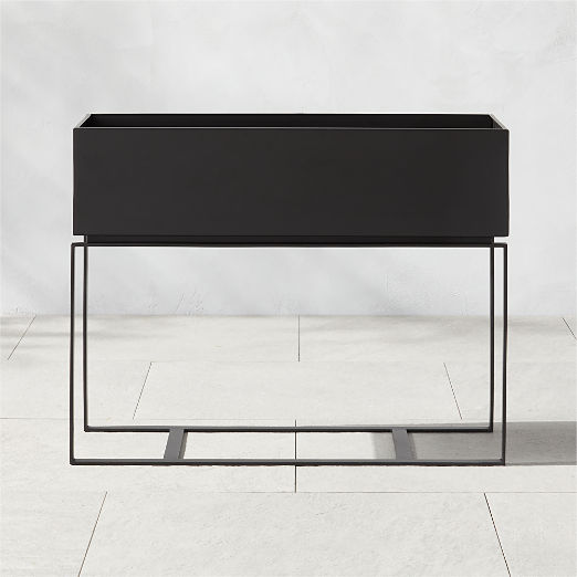 Baros Black Metal Outdoor Raised Planter Low