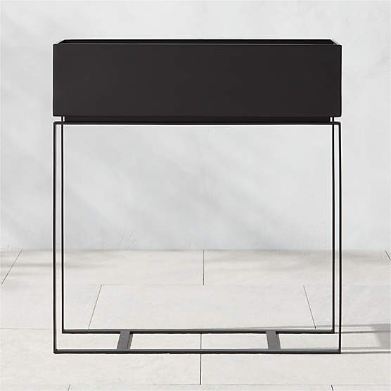 Baros Modern Black Metal Outdoor Raised Planter Low + Reviews CB2 Canada