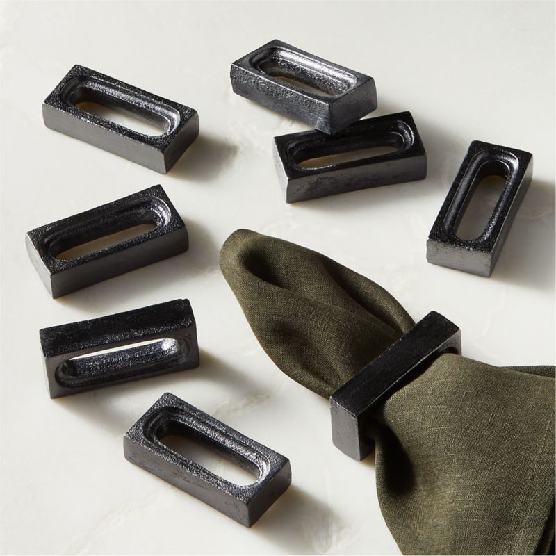 Barre Black Napkin Rings Set of 8 - image 0 of 1