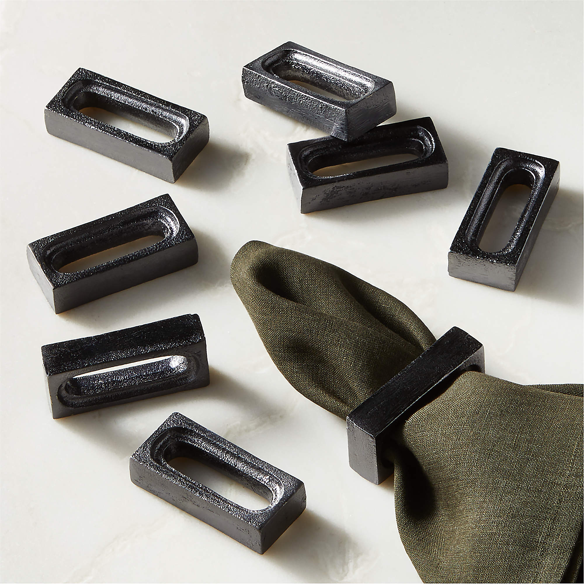 Barre Black Napkin Rings Set of 8 + Reviews CB2
