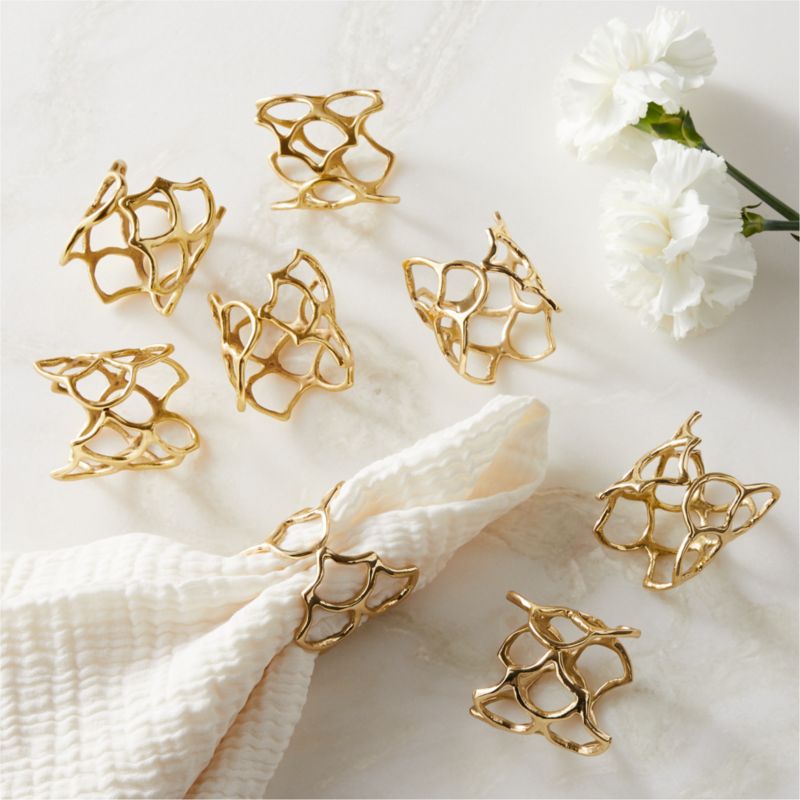 View Basal Polished Brass Napkin Rings Set of 8 details