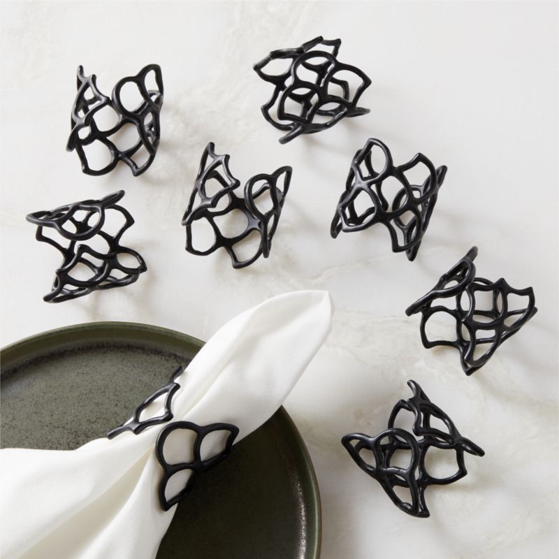 Basal Satin Black Napkin Rings Set of 8 - image 0 of 4