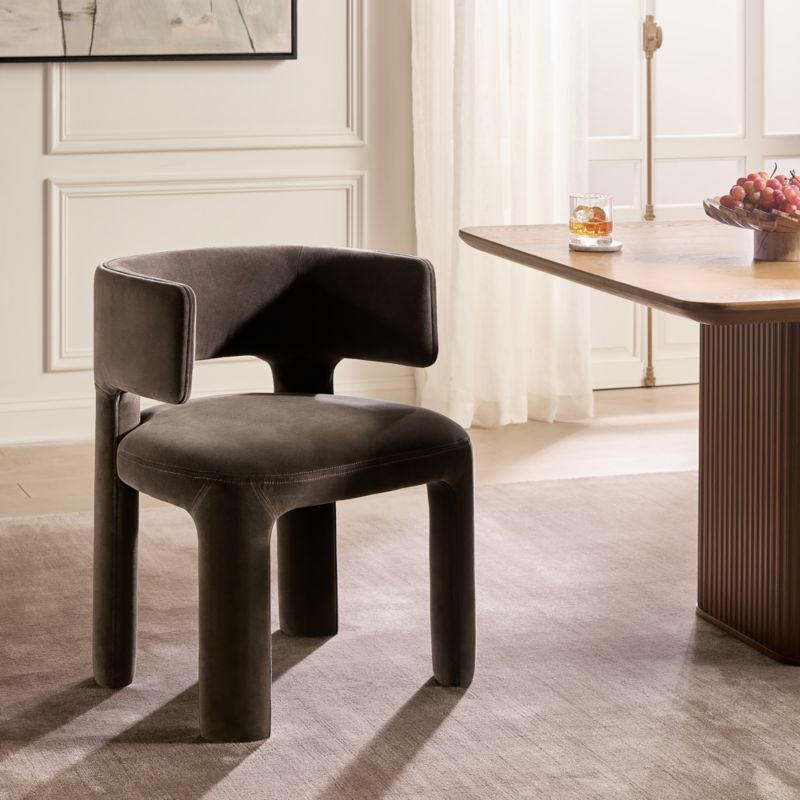 Basel Mink Velvet Dining Armchair Set of 4 - image 1 of 7