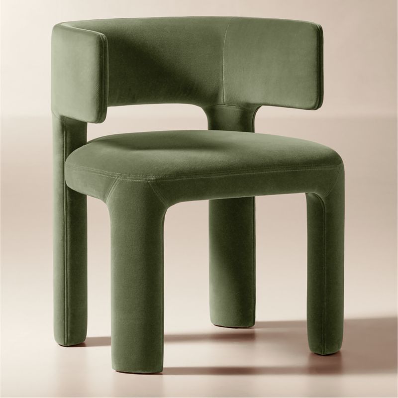 Basel Sage Velvet Dining Armchair - image 2 of 7