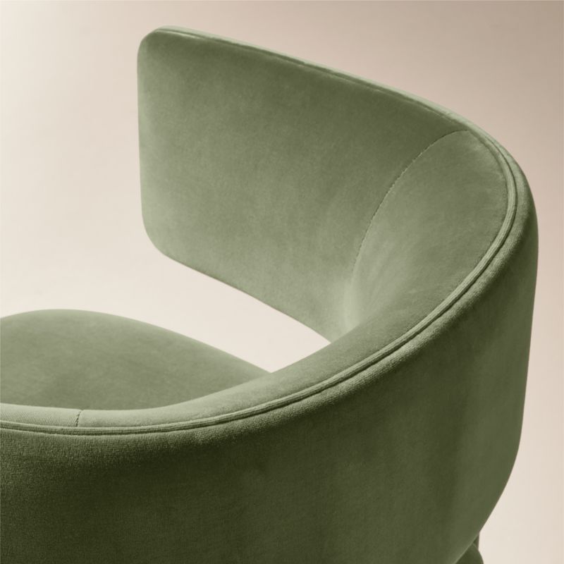 Basel Sage Velvet Dining Armchair - image 5 of 7