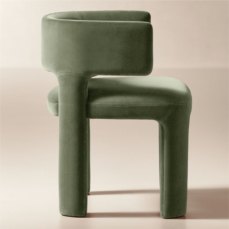 Basel Sage Velvet Dining Armchair - image 3 of 7
