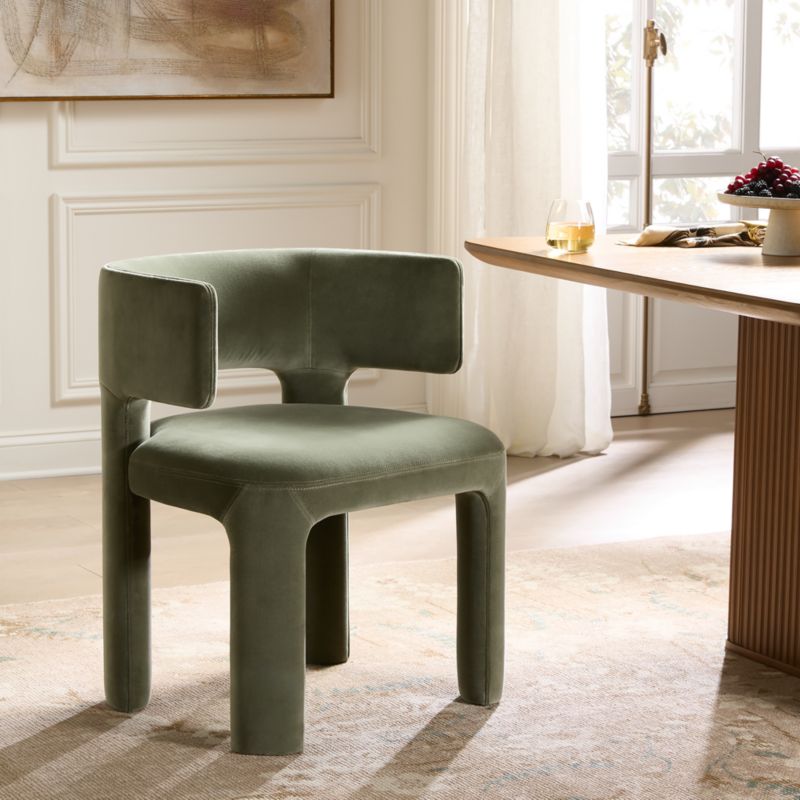 Basel Sage Velvet Dining Armchair - image 1 of 7