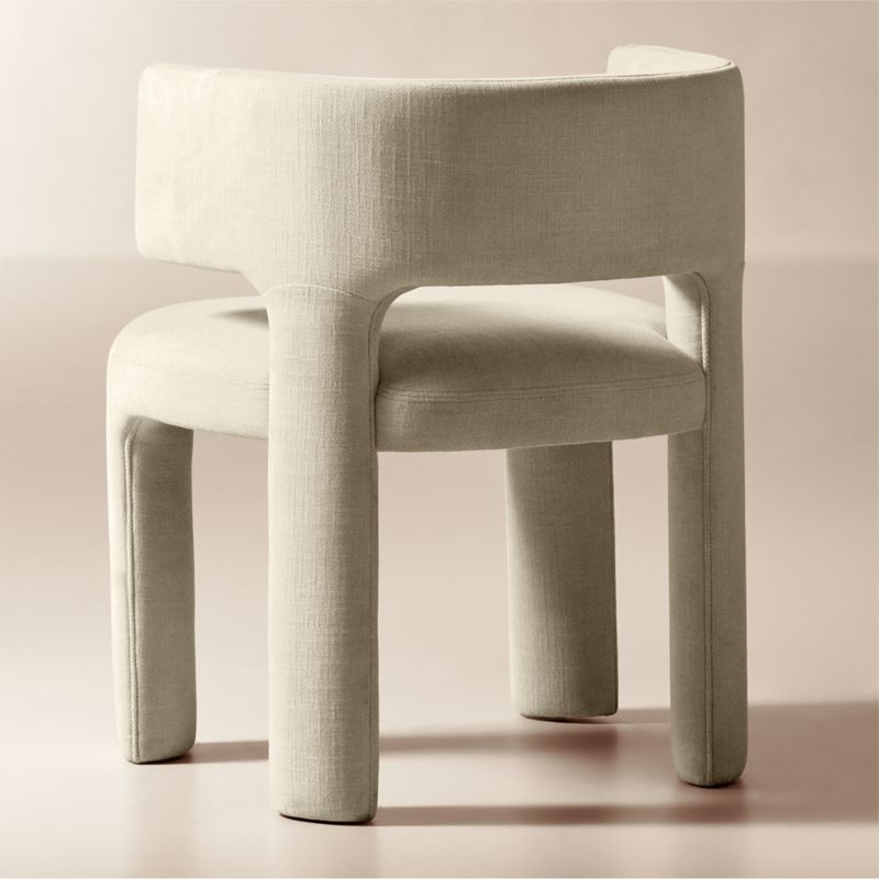 Basel Warm White Performance Fabric Dining Armchair - image 4 of 7