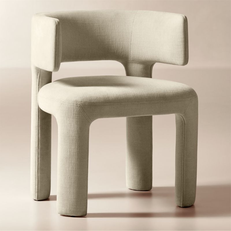 Basel Warm White Performance Fabric Dining Armchair - image 2 of 7