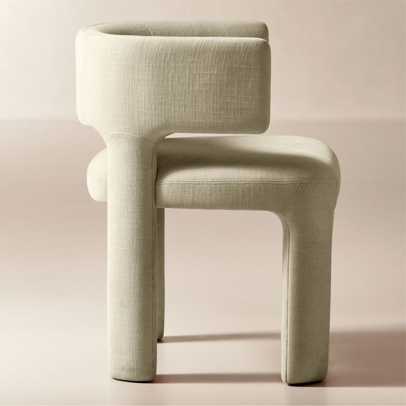 Basel Warm White Performance Fabric Dining Armchair - image 3 of 7