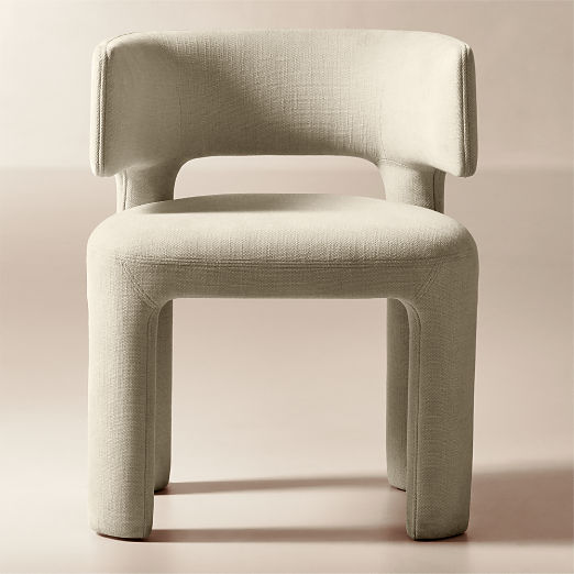 Basel Warm White Performance Fabric Dining Armchair